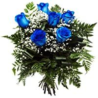 Los mejores  - Ramo 6 Rosas AZULES - Flores naturales a domicilio en 24h - Tarjeta DEDICATORIA incluida (Entrega entre semana)
